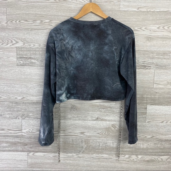 NWOT Rock & Rose Tie Die Crop Sweater with chains - Picture 2 of 6